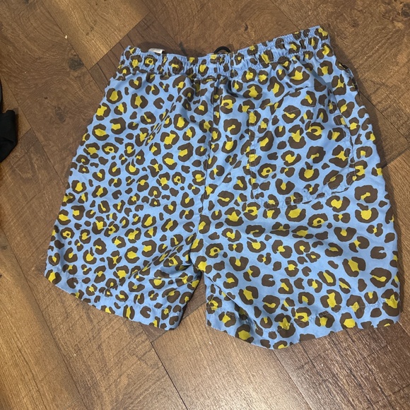 PACSUN BLUE GOLD CHEETAH PRINT LINED SWIM TRUNK - Picture 2 of 2